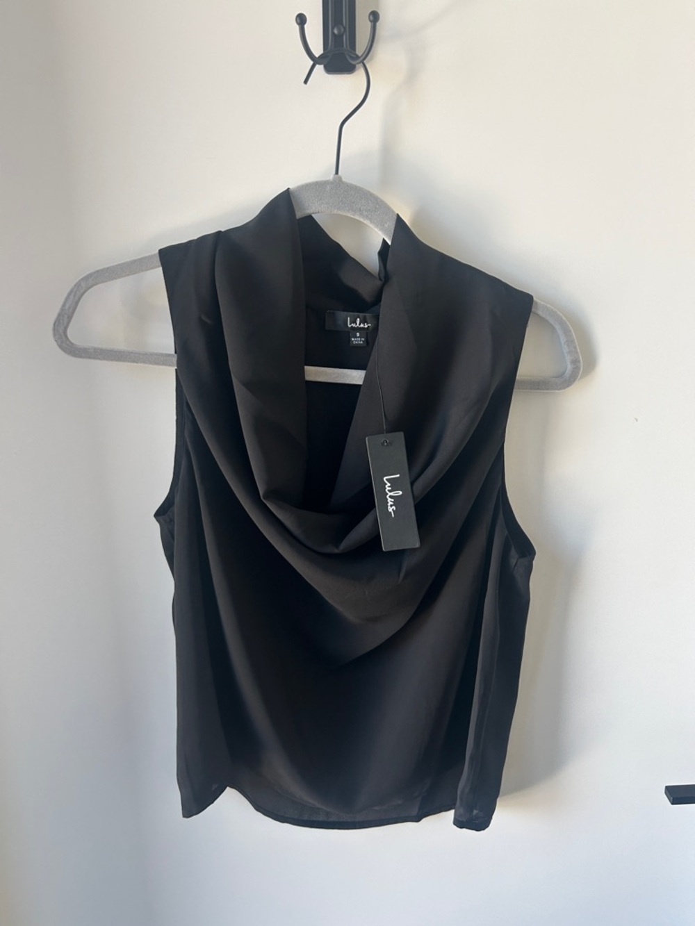 Lulu's Black Draped Cowl Neck Sleeveless Camisole